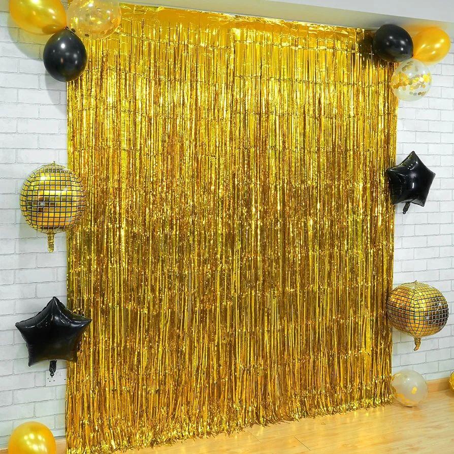 Фотозона однотонні фольговані шторки Золото (15 кульок)