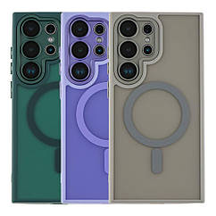 Чохол TPU+PC Magnetic Matte Camera Lens with Magsafe для Samsung Galaxy S24 Ultra 5G (S928) Колір Grey