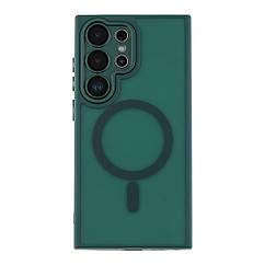Чохол TPU+PC Magnetic Matte Camera Lens with Magsafe для Samsung Galaxy S25 Ultra 5G (S938) Колір Dark Green