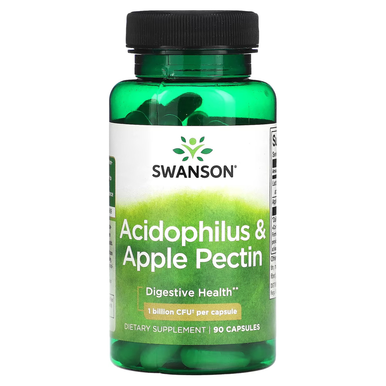 Ацидофільні лактобактерії з яблучним пектином Swanson Acidophilus & Apple Pectin, 1 Billion CFU, 90 Capsules