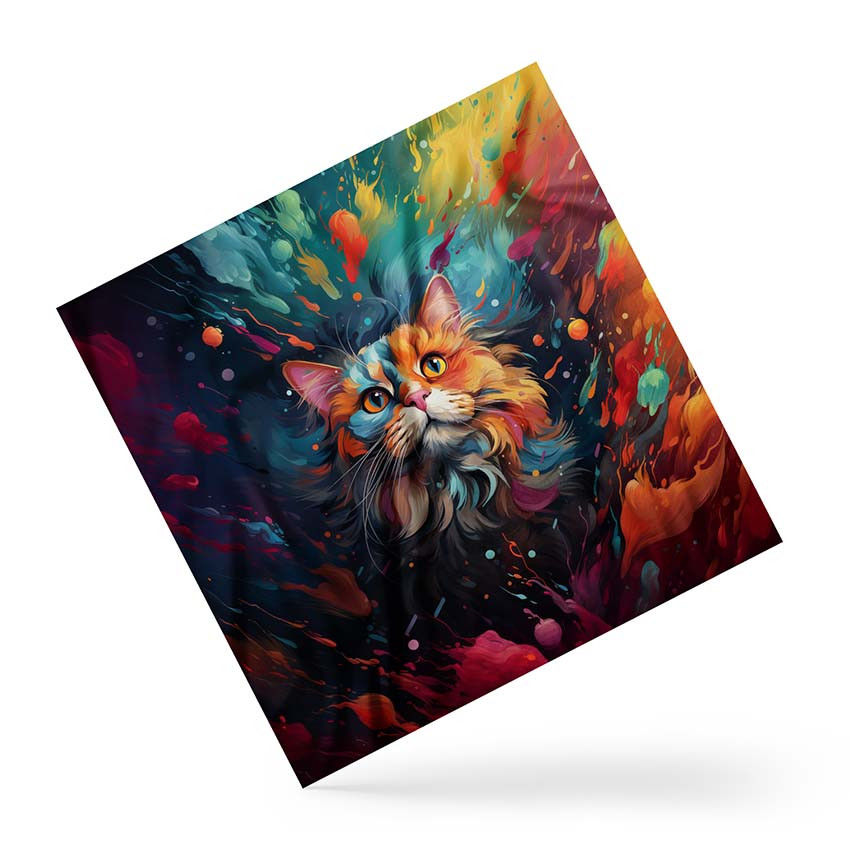 Хустка на голову і шию «Кіт різнокольоровий арт. Multicolored cat art»