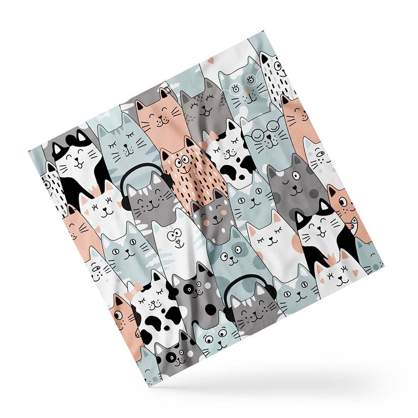 Хустка на голову і шию «Котики у навушниках. Cats in headphones»