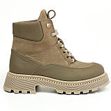 Черевики бежеві жіночі зі шнурівкою шкіряні на вовні Mida 240609(672ш) розмір 36, фото 4