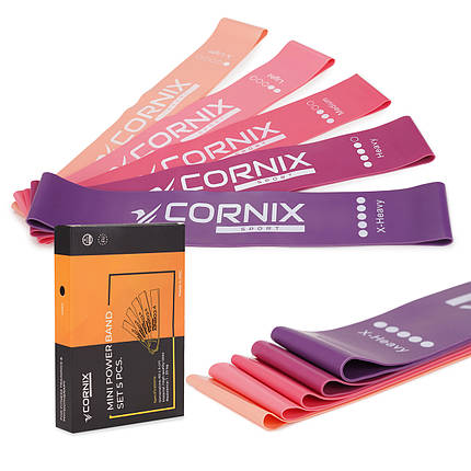 Гумки для фітнесу Cornix Mini Power Band набір 5 шт 1-20 кг XR-0046 Poland, фото 1