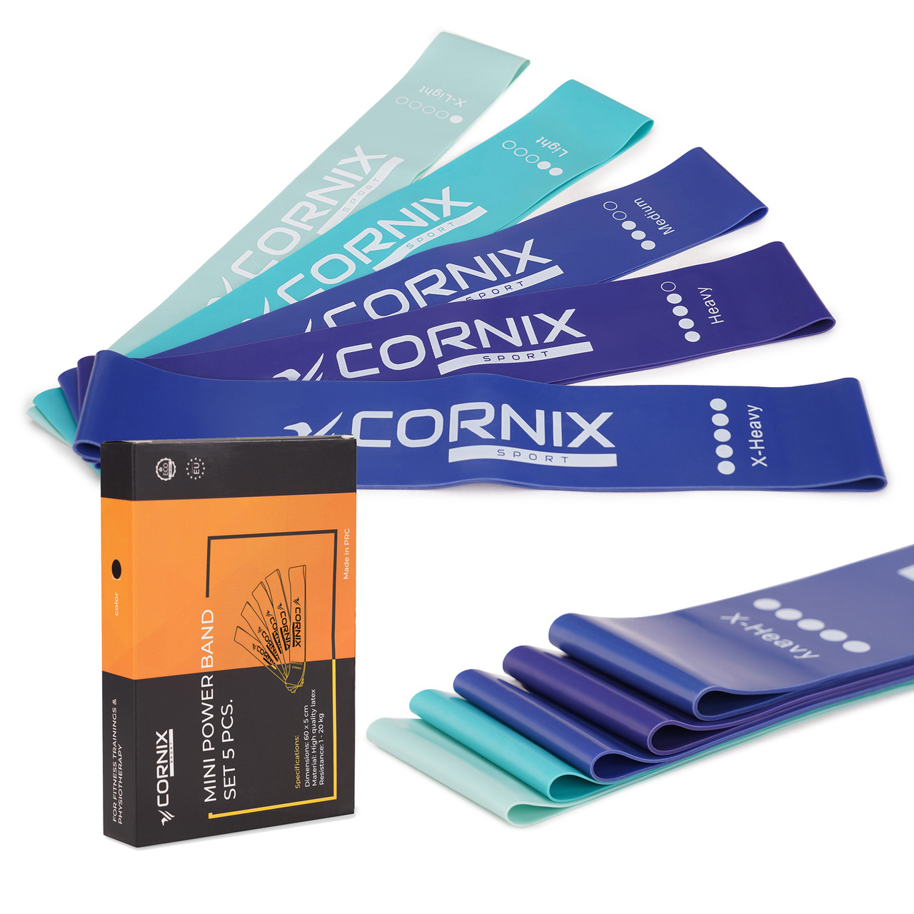 Гумки для фітнесу Cornix Mini Power Band набір 5 шт 1-20 кг XR-0047 Poland