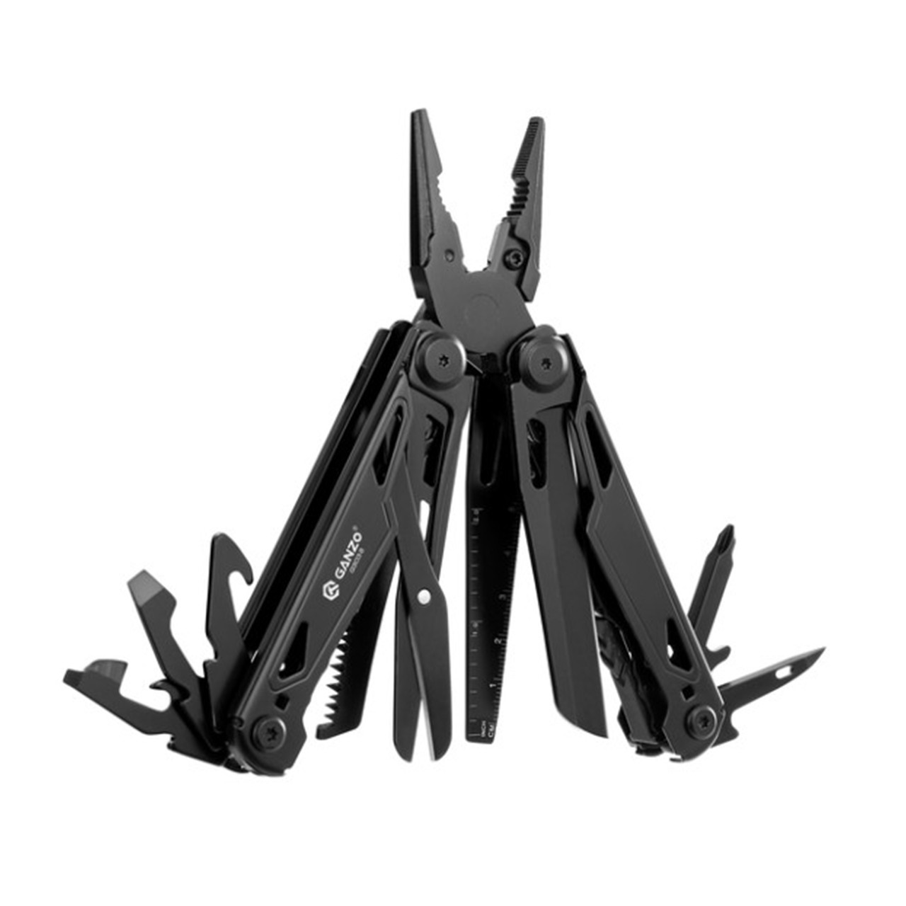 Мультитул Multi Tool Ganzo G303-B 21 функція/ Чорний туристичний мультитул пасатижі/ Армійський мультитул з набором змінних біт