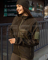 Кофта фліс жіноча соти Гексагон на блискавці Хакі