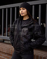 Кофта фліс жіноча соти Гексагон на блискавці Чорна