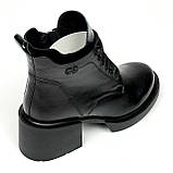 Сапожки чорні жіночі із замком та шнурівкою шкіряні з вовною Mida 240643(1ш) розмір 36, фото 7