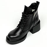 Сапожки чорні жіночі із замком та шнурівкою шкіряні з вовною Mida 240643(1ш) розмір 36, фото 8