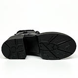 Сапожки чорні жіночі із замком та шнурівкою шкіряні з вовною Mida 240643(1ш) розмір 36, фото 9