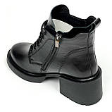 Сапожки чорні жіночі із замком та шнурівкою шкіряні з вовною Mida 240643(1ш) розмір 36, фото 5