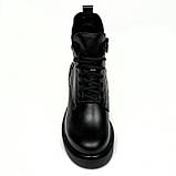 Сапожки чорні жіночі із замком та шнурівкою шкіряні з вовною Mida 240643(1ш) розмір 36, фото 3
