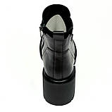 Сапожки чорні жіночі із замком та шнурівкою шкіряні з вовною Mida 240643(1ш) розмір 36, фото 6