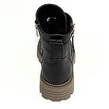 Сапожки чорні жіночі із замком та шнурівкою шкіряні з вовною Mida 240700(16ш) розмір 36, фото 6