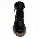 Сапожки чорні жіночі із замком та шнурівкою шкіряні з вовною Mida 240700(16ш) розмір 36, фото 3