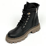 Сапожки чорні жіночі із замком та шнурівкою шкіряні з вовною Mida 240700(16ш) розмір 36, фото 8