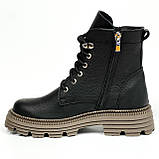 Сапожки чорні жіночі із замком та шнурівкою шкіряні з вовною Mida 240700(16ш) розмір 36, фото 2