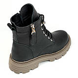 Сапожки чорні жіночі із замком та шнурівкою шкіряні з вовною Mida 240700(16ш) розмір 36, фото 7