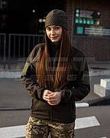 Кофта фліс жіноча соти Гексагон на блискавці Хакі