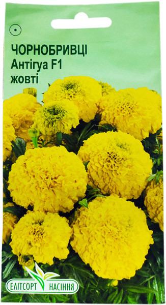 Насіння чорнобривців Антігуа F1 жовта 5 шт., фото 1