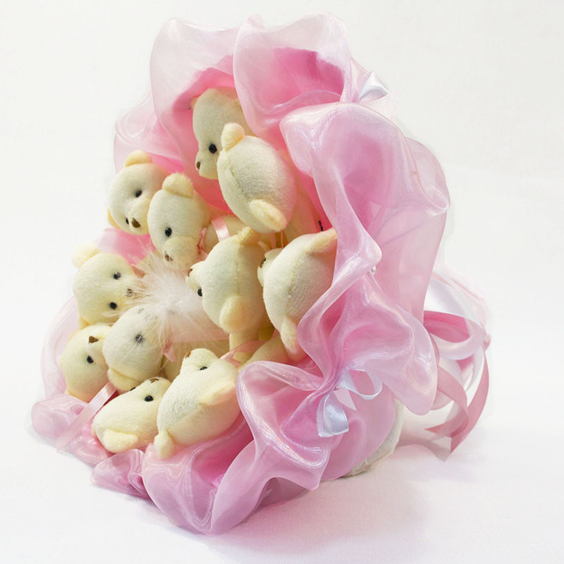 Букет з іграшок Ведмедики ніжно-рожевий 5347IT з 11 м'якими іграшками для дівчинки, фото 1