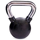 Гиря тренувальна цільна гумова з хромованою ручкою Zelart TA-5162-8 вага 8кг чорний, фото 3