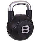 Гиря цільна з поліуретановим покриттям та хромованою ручкою Zelart TA-2681-8 вага 8кг чорний, фото 2