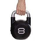 Гиря цільна з поліуретановим покриттям та хромованою ручкою Zelart TA-2681-8 вага 8кг чорний, фото 8