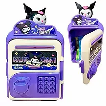 Дитячий сейф-копилка Mini Bank Kurom, кіпилка My melody Kuromi з купюроприймачем і кодовим замком, фото 4