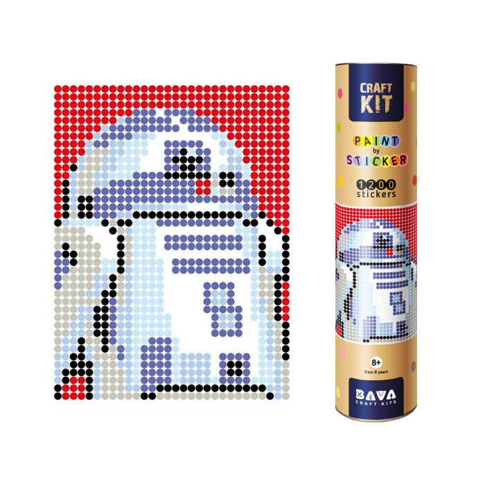 Картина по номерах зі стікерами "Синій робот" (R2D2) в тубусі, 1200 шт., 33x48 см, фото 1