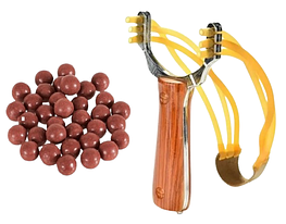 Рогатка спортивна Fervorfox + Кульки для рогатки глиняні, 8 мм (50 штук)