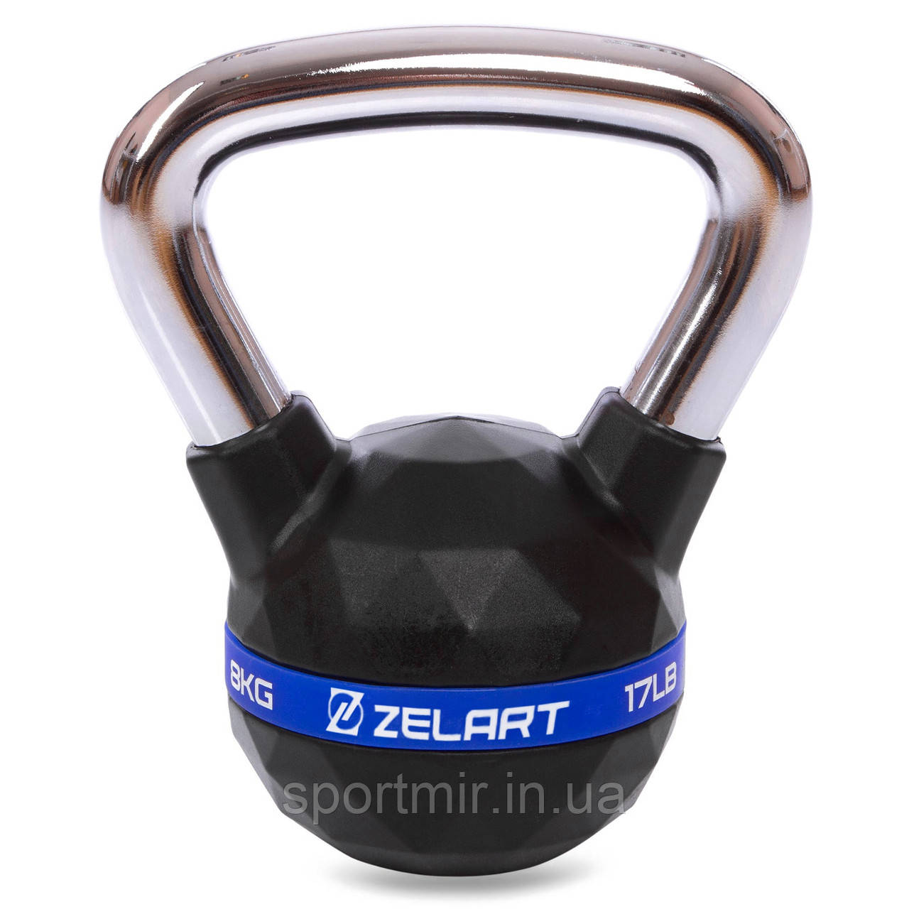 Гиря тренувальна цільна з поліуретановим покриттям та хромованою ручкою Zelart FI-1973-8 вага 8кг чорний, фото 1