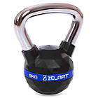 Гиря тренувальна цільна з поліуретановим покриттям та хромованою ручкою Zelart FI-1973-8 вага 8кг чорний, фото 2