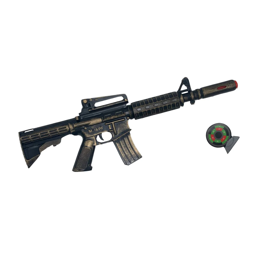 Іграшковий автомат M16 PF Golden Gun 910GG з м’якими кулями, 5 поролоновими кульками, фото 1