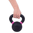 Гиря тренувальна цільна чавунна пофарбована Zelart TA-3638-8 вага 8кг чорний-рожевий, фото 6