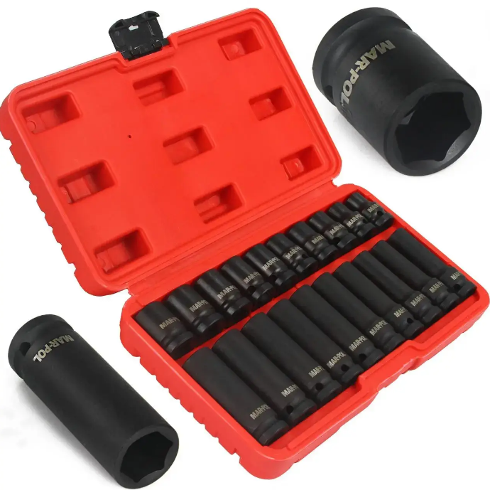 Набір ударних головок Mar-Pol (M58259) 20 предметів, ударні головки 1/2", комплект головок 10-19 мм, фото 1