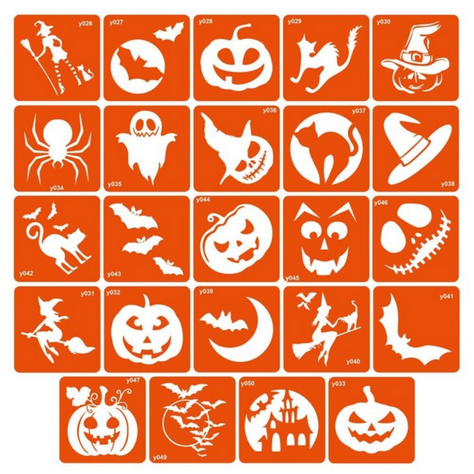 Набір трафаретів для біо-тату "Хеловін" halloween-simple 6 x 6 см 24 шт