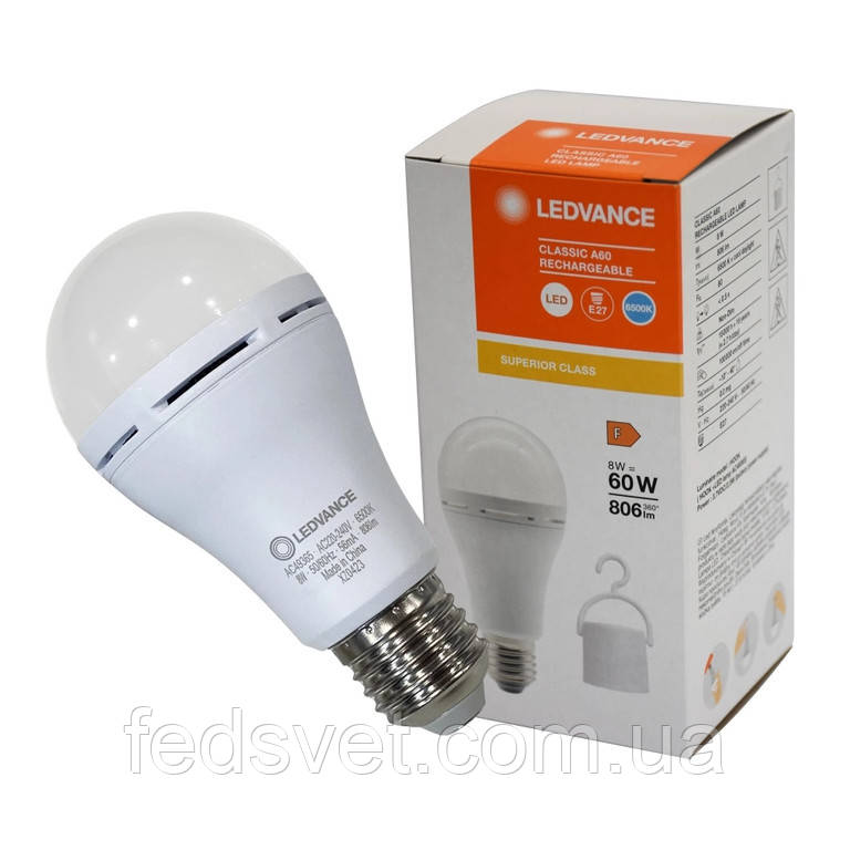 Світлодіодна акумуляторна лампа Е27 8W A60 RECHARGEABLE 6500К 230V Ledvance