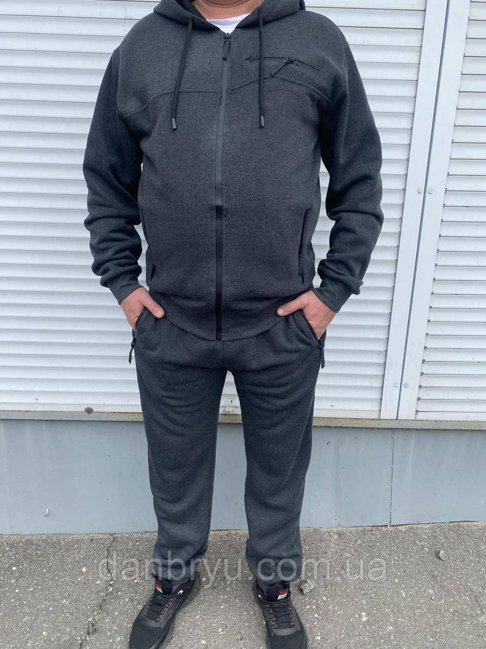 Модний чоловічий теплий спортивний трикотажний костюм Туреччина хакі - фото 1 - id-p1298869609