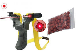 Рогатка спортивна з лазерним прицілом SYQT + кульки 100 шт 8 мм глиняні