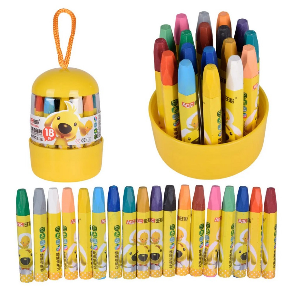 Набір дитячих воскових крейд CE150408, 18 кольорів, зручні для малювання, фото 1