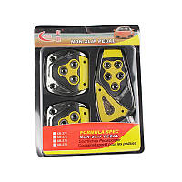 Накладки на педали Тюнинг хром + желтый 3шт (1шт-13.5 × 7см, 2шт-8.2 × 8см) МКПП - механика