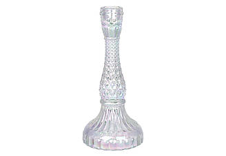 Свічник скляний прозорий Crystal (для тонкої свічки), D11*22см, колір - перламутр