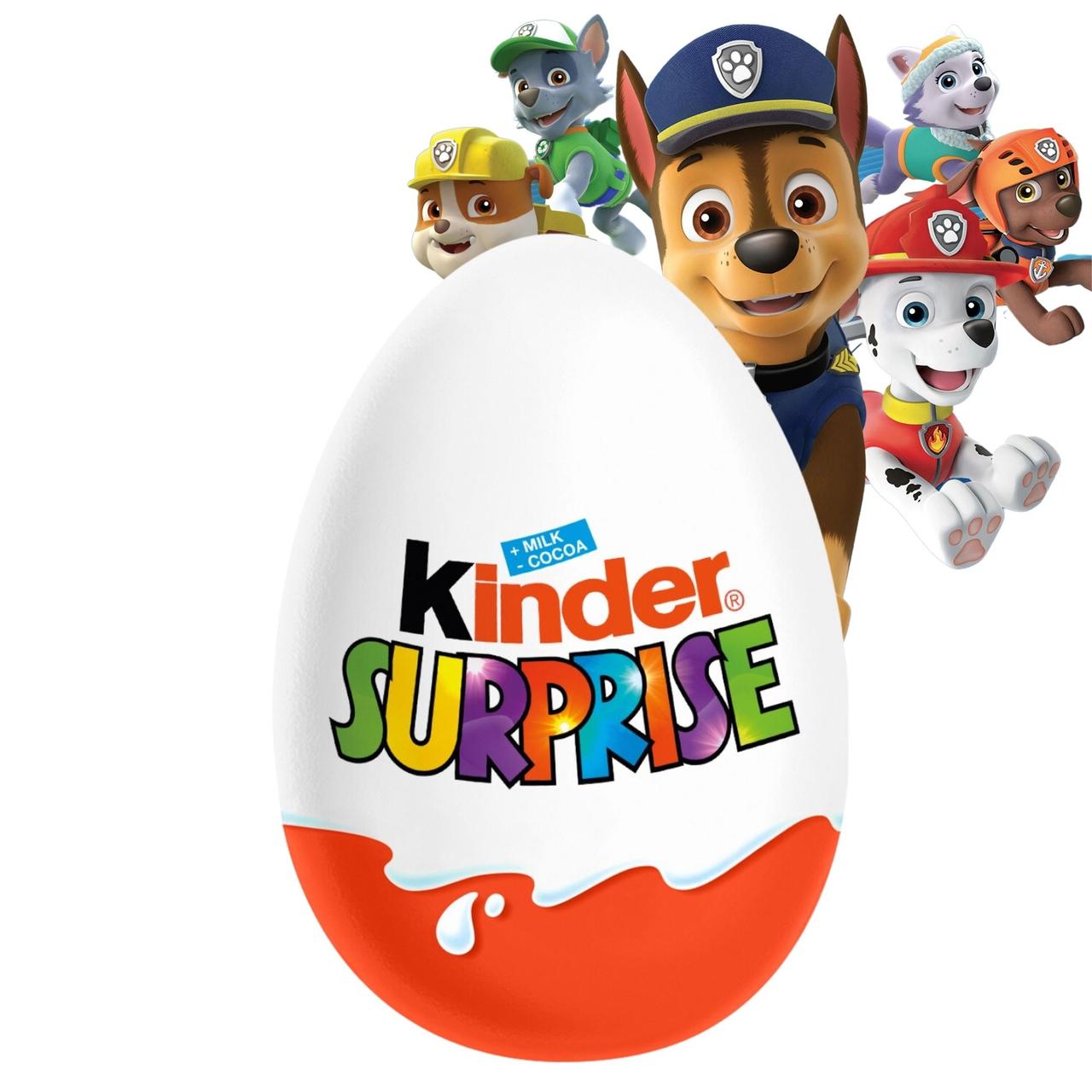 Цукерки шоколадні яйце Кіндер Kinder серія Paw Patrol (Щенячий патруль), 20 г, для хлопчиків і дівчаток