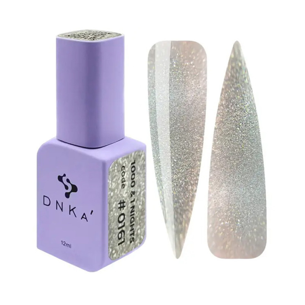 Гель-лак DNKa Gel Polish 1000&1 Nights №0161 світловідбиваючий сріблясто-сірий напівпрозорий 12 мл