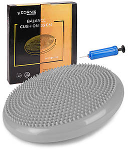 Балансувальна подушка-диск Cornix 33 см (сенсомоторна) масажна XR-0053 Grey Poland