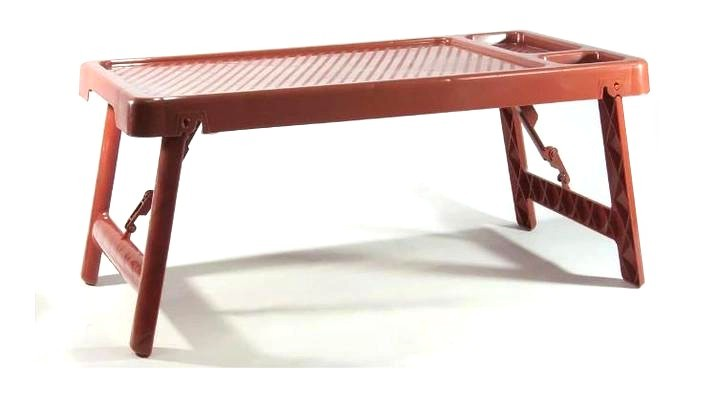 Таця стіл пластикова Консенсус 60х33х27,5 см розкладна коричнева з ніжками