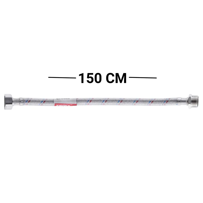 Гнучкий шланг для під'єднання води гайка 1/2" — Штуцер 1/2" (150 см) (силик. оболонка) Zerix (ZX30, фото 1