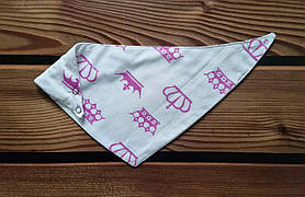 Слинявчик непромокальний тканинний нагрудний, дитячий нагрудник на кнопці BST білий з рожевим